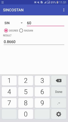 Sin Cos Tan Calculator Screen 2
