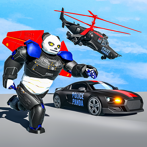Flying Police Panda Robot Game Robot Car Game