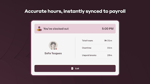 Screenshot of Rippling Timeclock
