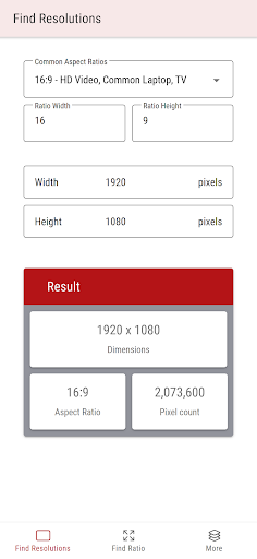 Aspect Ratio Calculator Screen 3
