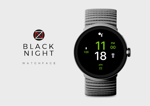 Android application Black Night Watch Face screenshort