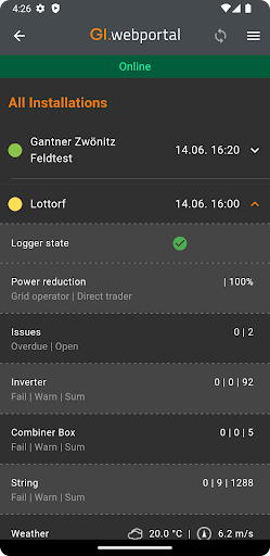 Android application GI.webportal screenshort