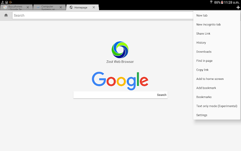 Zest Web Browser Screenshot