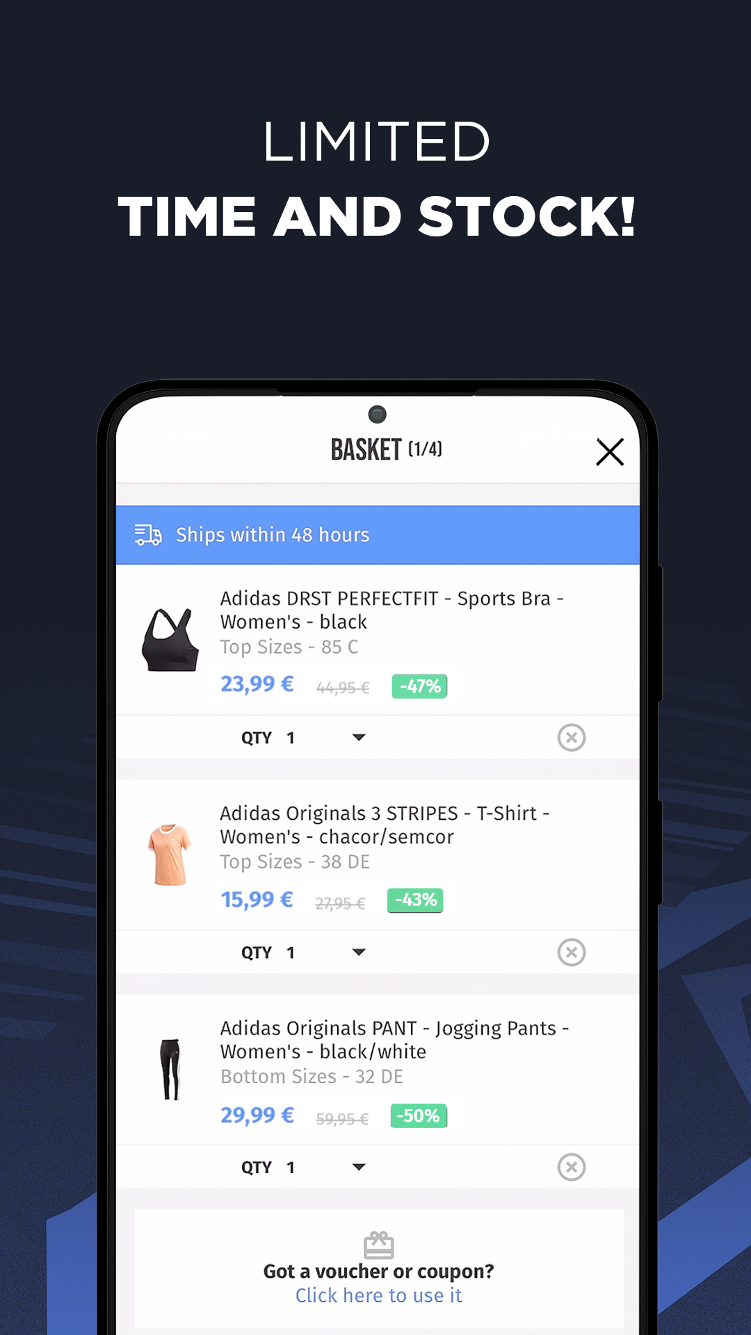 Android application Private Sport Shop screenshort