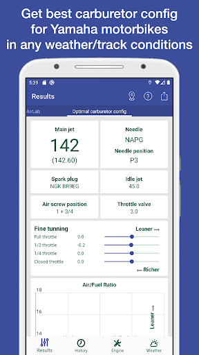 Android application Jetting for Yamaha 2T Moto Mot screenshort