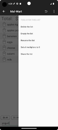 Simple Shopping Calculator Screen 2