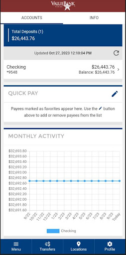 Valuebank Texas Mobile App Screen 2