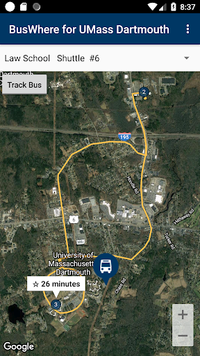 BusWhere for UMass Dartmouth Screen 2