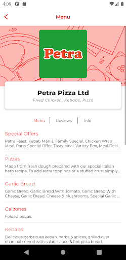 Android application Petra Pizza Ltd screenshort