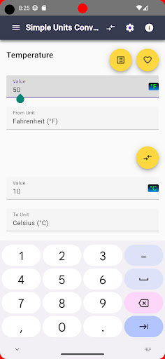 Simple Units Converter Lite Screen 2