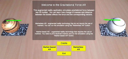 Android application Gravitational Force AR screenshort