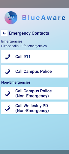 BlueAware - Wellesley College Screen 2