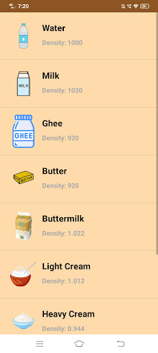 UnConvertPlus - KG to Litre. Screen 3