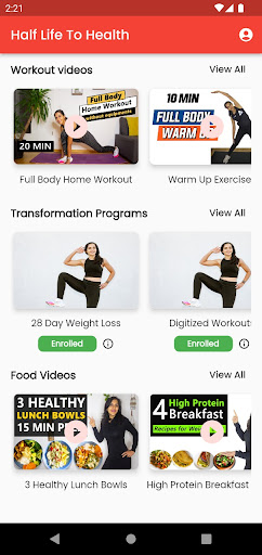 Android application HLTH - Workouts, Diet, Recipes screenshort