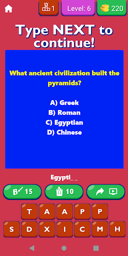 History Quiz Game Screen 3