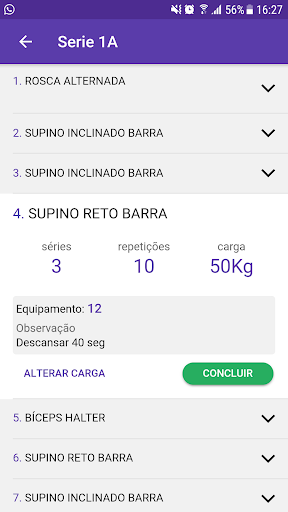 Android application Hubfit Aluno screenshort