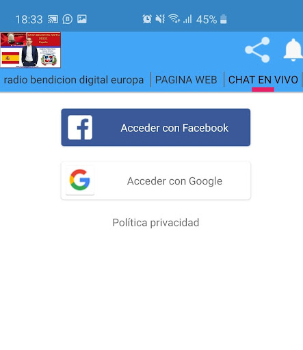 Android application radio bendicion digital europa screenshort