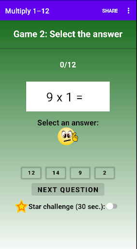 Multiply 1-12 Screen 3