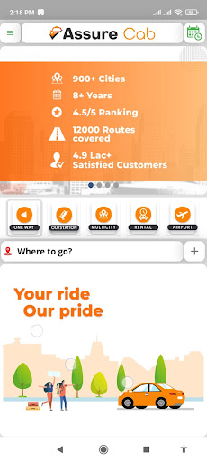 Android application Assure Cab - Oneway Inter City screenshort
