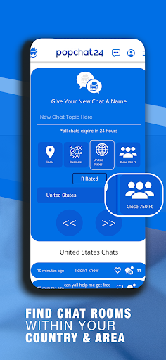 PopChat24 - Local Chat Rooms Screen 3