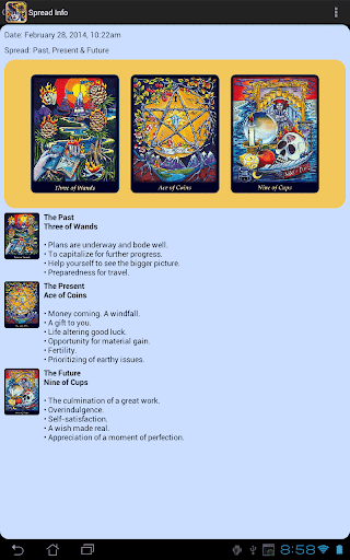 Screenshot of Bonefire Tarot