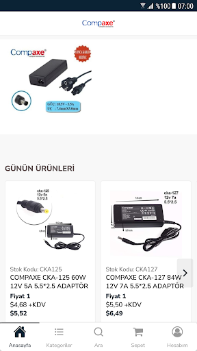 Android application COMPAXE ADAPTÖR screenshort