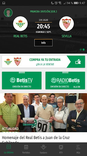 Android application Real Betis Balompié screenshort