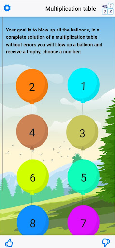 Android application multiplication table balloons screenshort