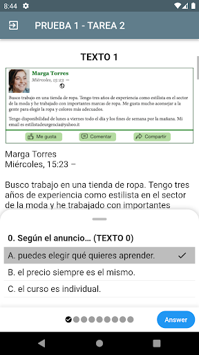 DELE A2 Spanish Screen 3