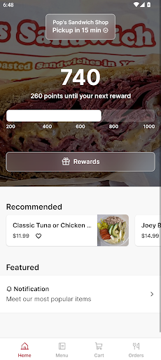 Android application Pop's Sandwich Shop screenshort