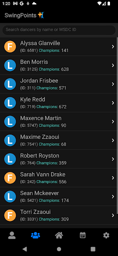 SwingPoints Screen 2