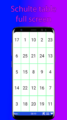 Android application Schulte table in full screen screenshort