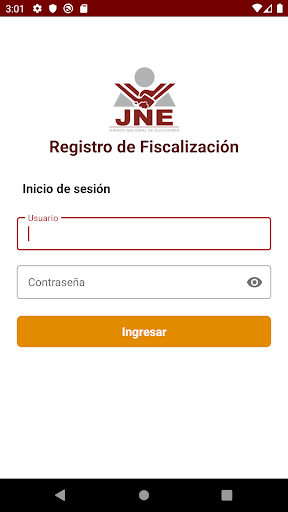 Android application JNE Registro de Fiscalización screenshort