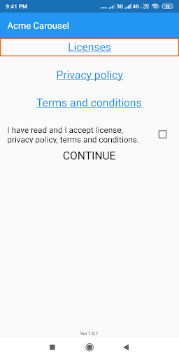 Android application Acme Carousel screenshort