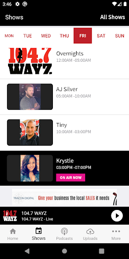 104.7 WAYZ Screen 2