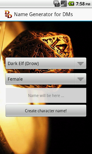Android application D&D Names Generator screenshort