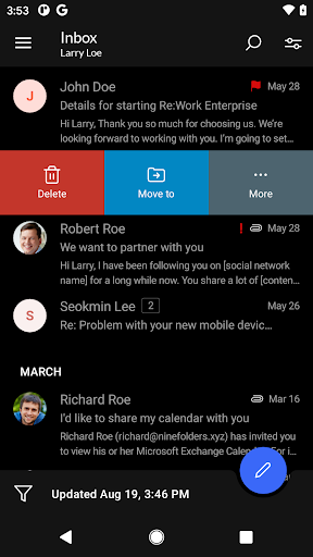 Android application OfficeMail Enterprise screenshort