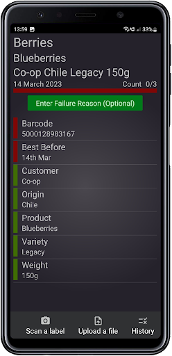 Label Verification by Consus Screen 3