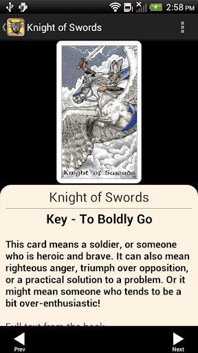 Screenshot of Robin Wood Tarot