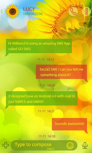 GO SMS PRO SUNFLOWER THEME