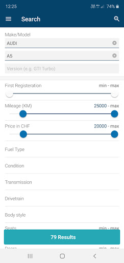 autolina.ch has 90000 cars Screen 2