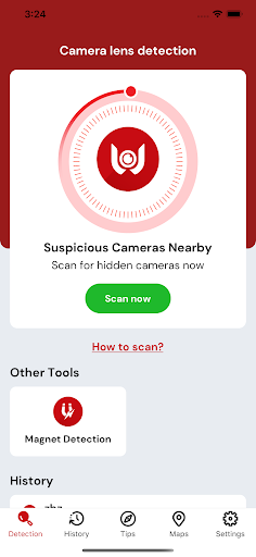 Screenshot of OUTFIND - FIND HIDDEN CAMERAS