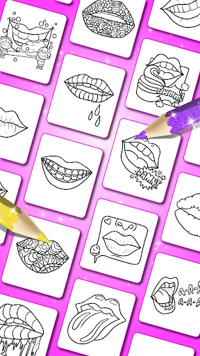 Glitter Lips with Makeup Brush Set coloring Game 2.2 APK screenshots 2