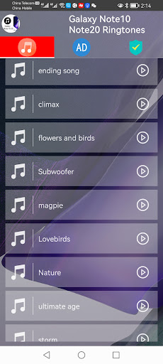 Android application Galaxy Note10 Note20 Ringtones screenshort