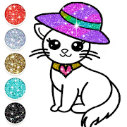 Cute Kitty Coloring Book Glitter