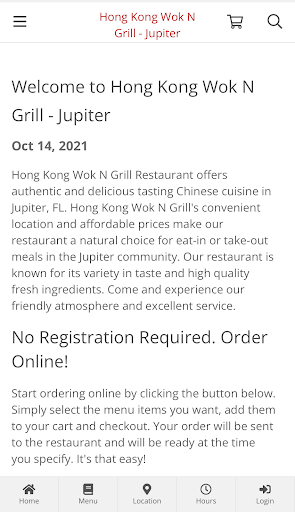 Android application Hong Kong Wok N Grill Jupiter screenshort