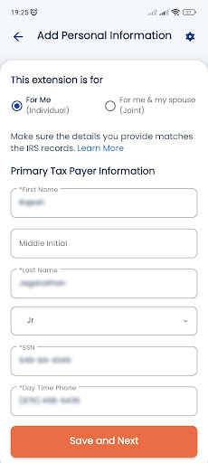 E-file Form 4868 Screen 2