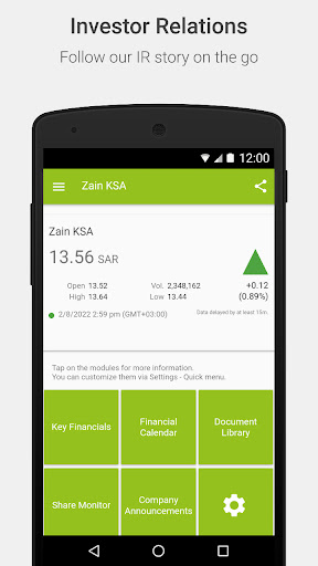 Android application Zain KSA Investor Relations screenshort