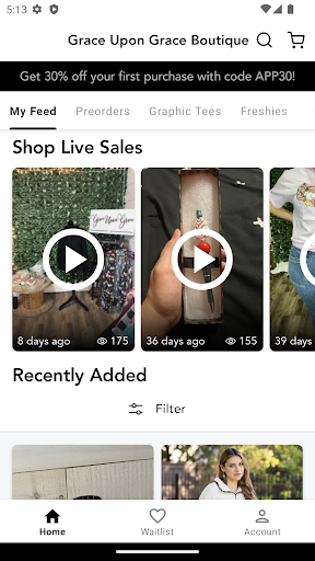 Android application Grace Upon Grace Boutique screenshort