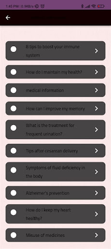 Medical information and advice Screen 3